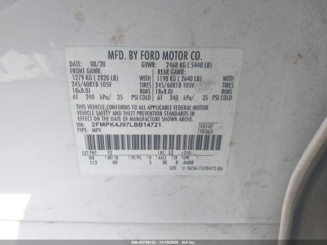 2020 FORD EDGE 2FMPK4J97LBB14721 Photo 8