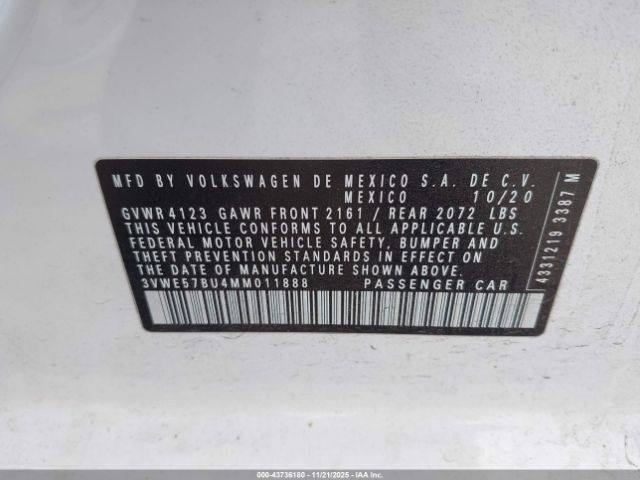 2021 VOLKSWAGEN JETTA 3VWE57BU4MM011888 Photo 8