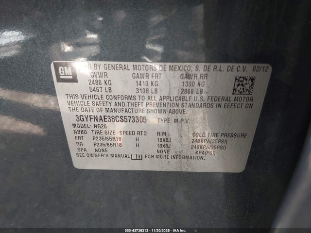 2012 CADILLAC SRX 3GYFNAE38CS573305 Photo 8