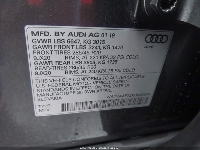 2019 AUDI Q7 WA1VAAF72KD030443 Photo 8