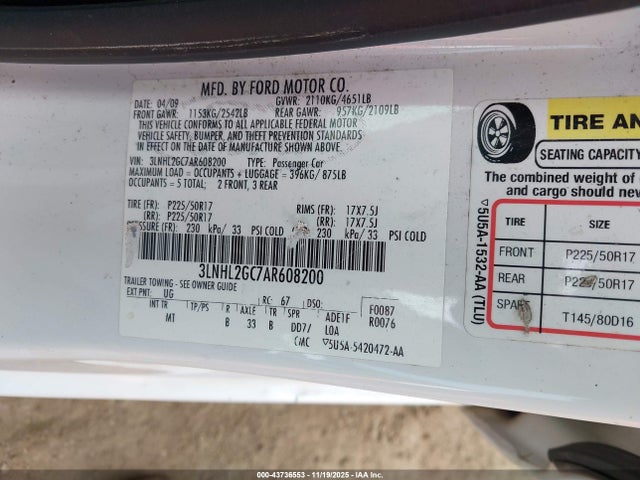 2010 LINCOLN MKZ 3LNHL2GC7AR608200 Photo 8