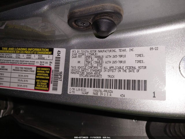 Toyota Tundra Sr5 2022 5TFLA5EC6NX010833 Image 9