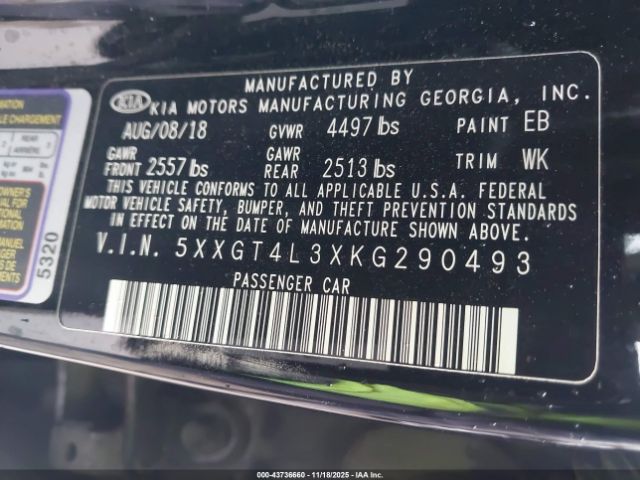 2019 KIA OPTIMA 5XXGT4L3XKG290493 Photo 8