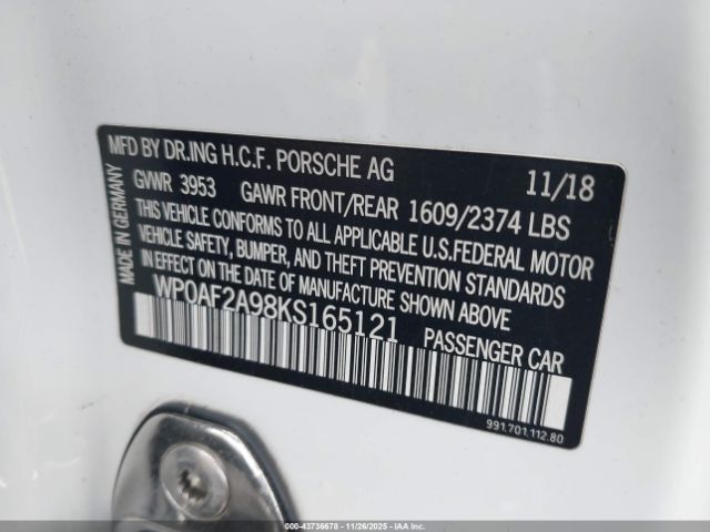 2019 PORSCHE 911 WP0AF2A98KS165121 Photo 8