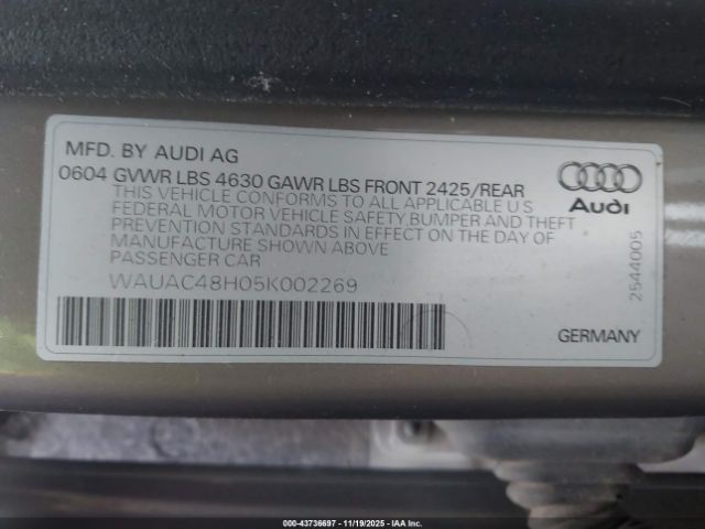 2005 AUDI A4 WAUAC48H05K002269 Photo 8