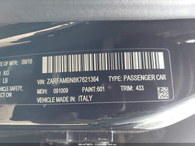 2019 ALFA ROMEO GIULIA ZARFAMBN8K7621364 Photo 8