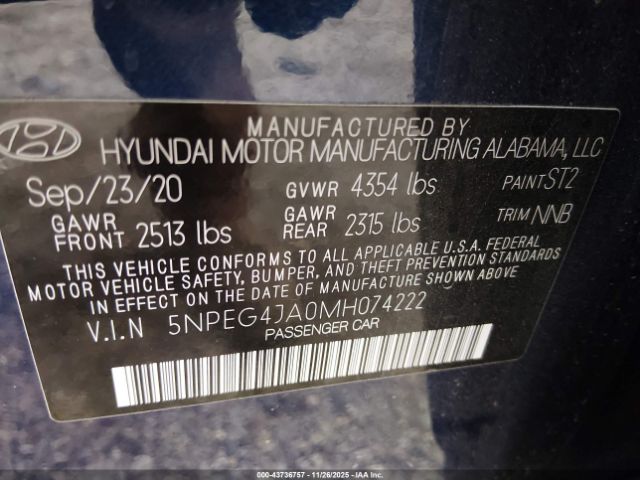 2021 HYUNDAI SONATA 5NPEG4JA0MH074222 Photo 8