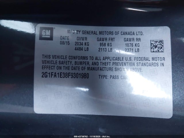 2G1FA1E38F9301980 Chevrolet Camaro 1ls