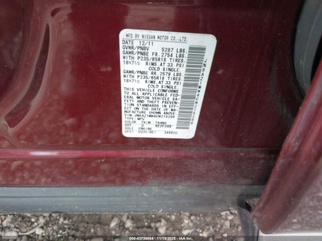 2012 NISSAN MURANO JN8AZ1MW4CW215286 Photo 8