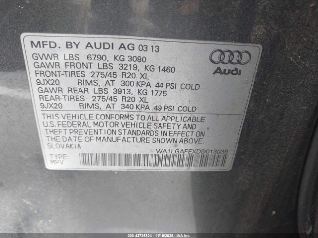 2013 AUDI Q7 WA1LGAFEXDD013039 Photo 8