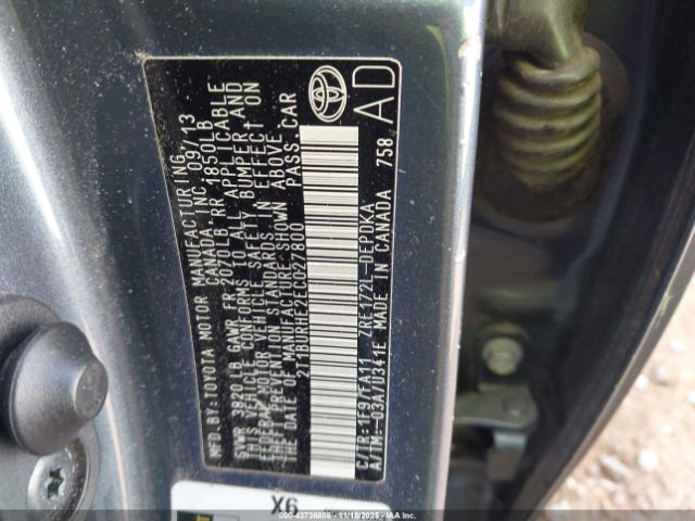 2014 TOYOTA COROLLA 2T1BURHE2EC027800 Photo 8