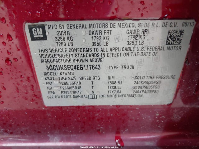 3GCUKSEC4EG117643 Chevrolet Silverado 1500 2lz