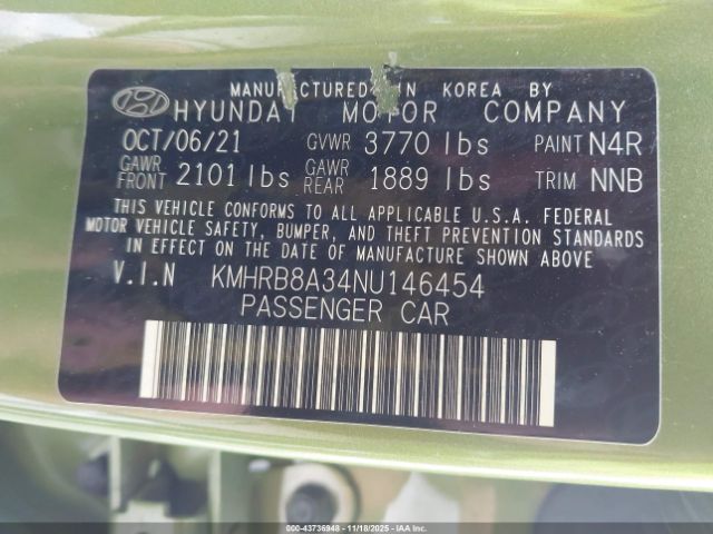 2022 HYUNDAI VENUE KMHRB8A34NU146454 Photo 8