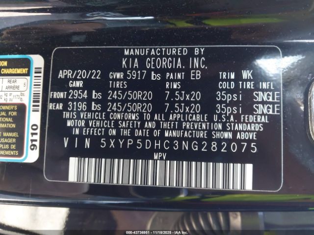 2022 KIA TELLURIDE 5XYP5DHC3NG282075 Photo 8