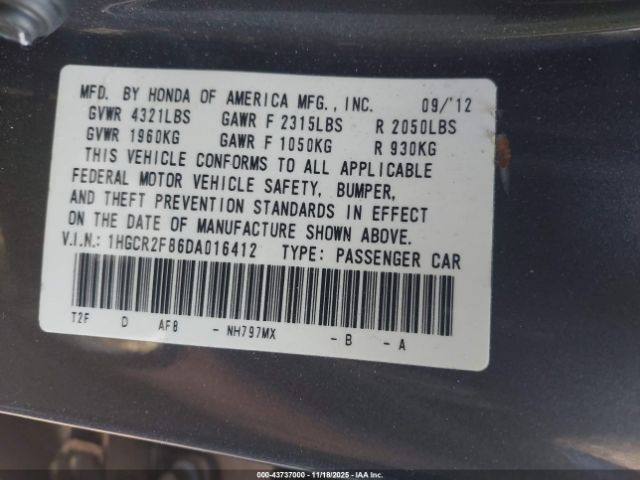2013 HONDA ACCORD SDN 1HGCR2F86DA016412 Photo 8