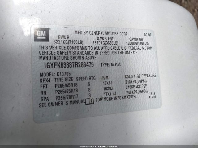 2007 CADILLAC ESCALADE 1GYFK63887R283479 Photo 8