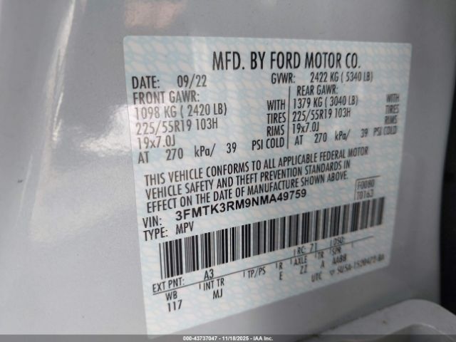 2022 FORD MUSTANG MACH-E 3FMTK3RM9NMA49759 Photo 8