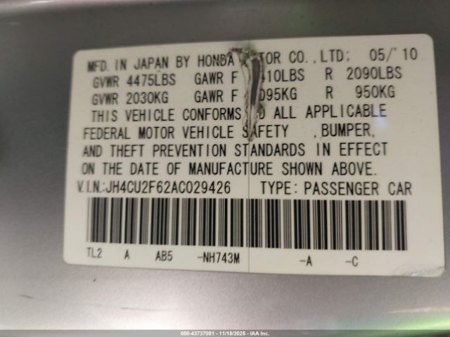 2010 ACURA TSX JH4CU2F62AC029426 Photo 8