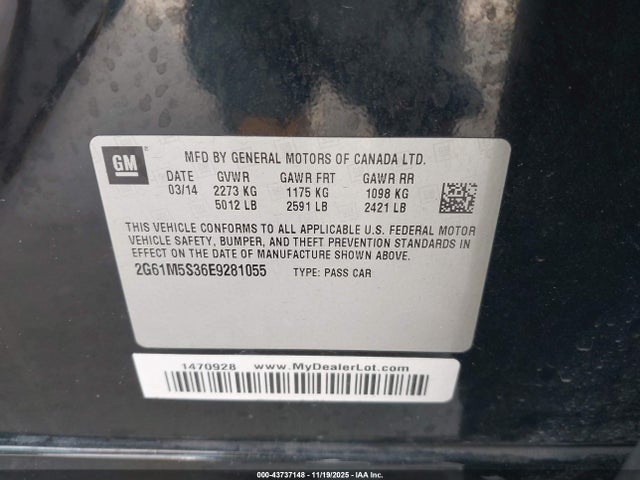 2014 CADILLAC XTS 2G61M5S36E9281055 Photo 8