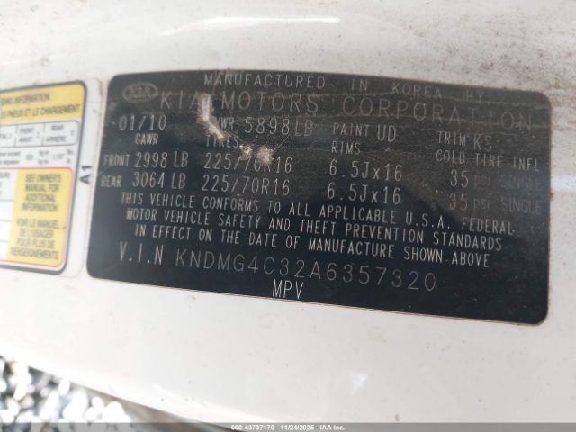 2010 KIA SEDONA KNDMG4C32A6357320 Photo 8