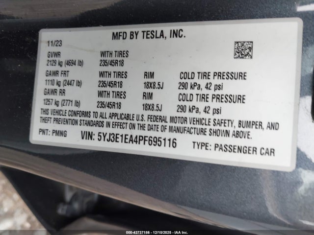 2023 TESLA MODEL 3 5YJ3E1EA4PF695116 Photo 8
