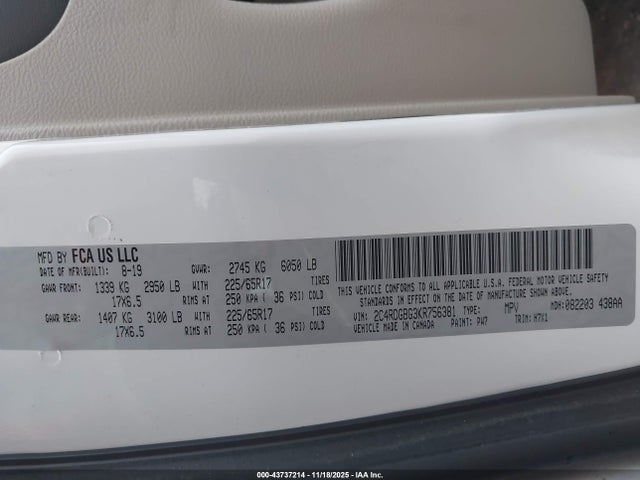 Dodge Grand Caravan Se 2019 2C4RDGBG3KR756381 Image 9