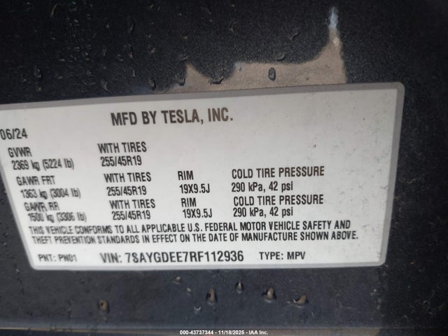 2024 TESLA MODEL Y 7SAYGDEE7RF112936 Photo 8