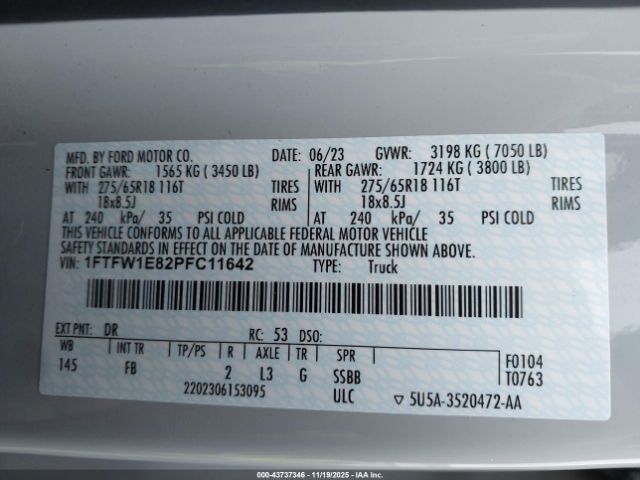 2023 FORD F-150 1FTFW1E82PFC11642 Photo 8