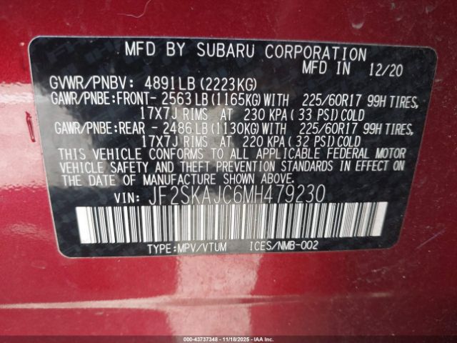 2021 SUBARU FORESTER JF2SKAJC6MH479230 Photo 8