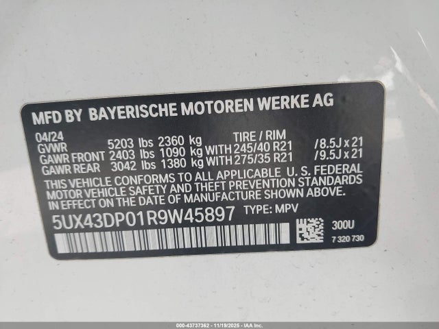 BMW X3 Sdrive30i 2024 5UX43DP01R9W45897 Image 9