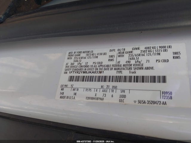 Ford Transit-250 2018 1FTYR2YM8JKA83341 Image 9