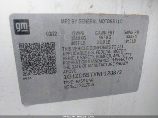 2022 CHEVROLET MALIBU 1G1ZD5STXNF128873 Photo 8