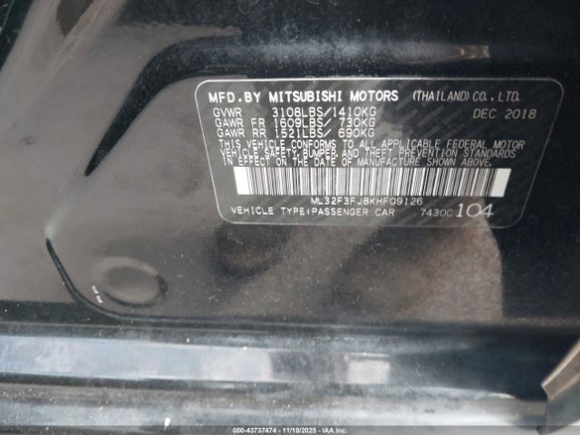 2019 MITSUBISHI MIRAGE G4 ML32F3FJ8KHF09126 Photo 8