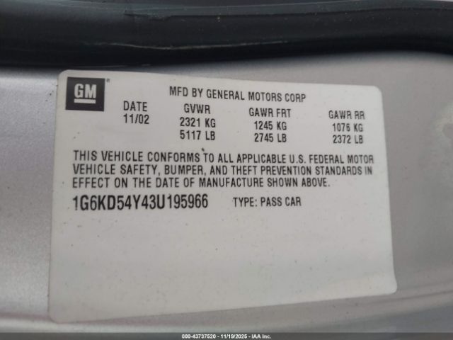 2003 CADILLAC DEVILLE 1G6KD54Y43U195966 Photo 8