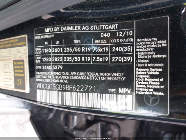 2011 MERCEDES-BENZ GLK 350 WDCGG5GB9BF622721 Photo 8