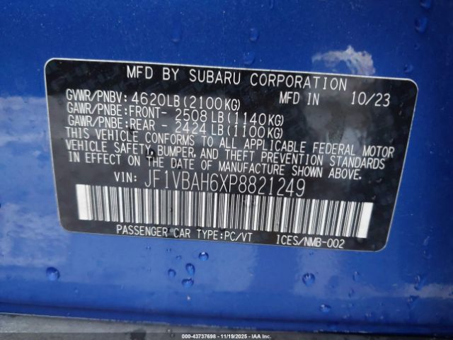 2023 SUBARU WRX JF1VBAH6XP8821249 Photo 8