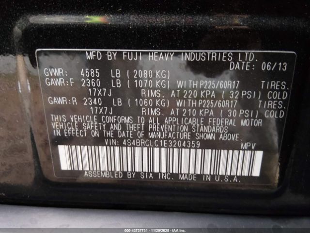 2014 SUBARU OUTBACK 4S4BRCLC1E3204359 Photo 8