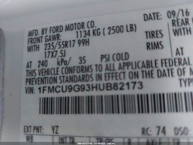 2017 FORD ESCAPE 1FMCU9G93HUB82173 Photo 8