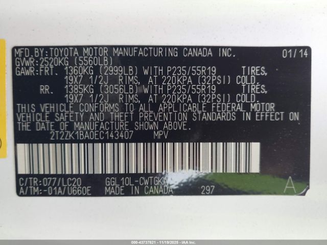 2014 LEXUS RX 350 2T2ZK1BA0EC143407 Photo 8