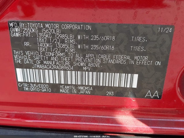 Toyota BZ4X XLE 2024 JTMABACA2RA089604 Image 9