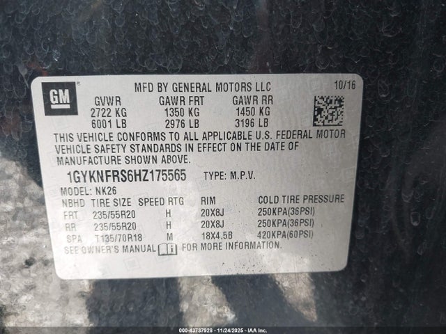 2017 CADILLAC XT5 1GYKNFRS6HZ175565 Photo 8