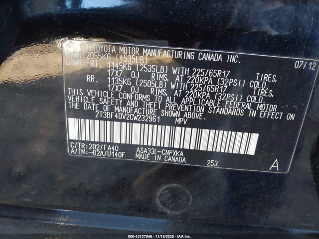 2012 TOYOTA RAV4 2T3BF4DV2CW232961 Photo 8