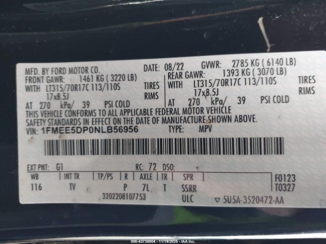 2022 FORD BRONCO 1FMEE5DP0NLB56956 Photo 8