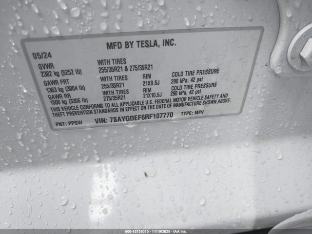 2024 TESLA MODEL Y 7SAYGDEF6RF107770 Photo 8