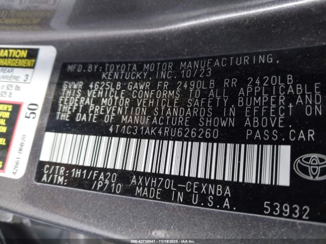 2024 TOYOTA CAMRY HYBRID 4T1C31AK4RU626260 Photo 8