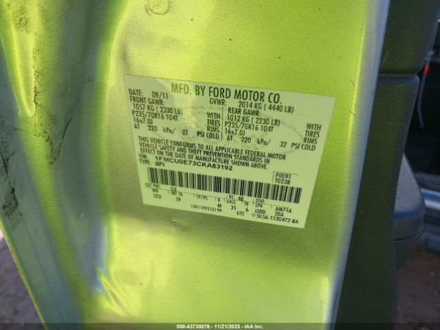 2012 FORD ESCAPE 1FMCU0E73CKA83192 Photo 8