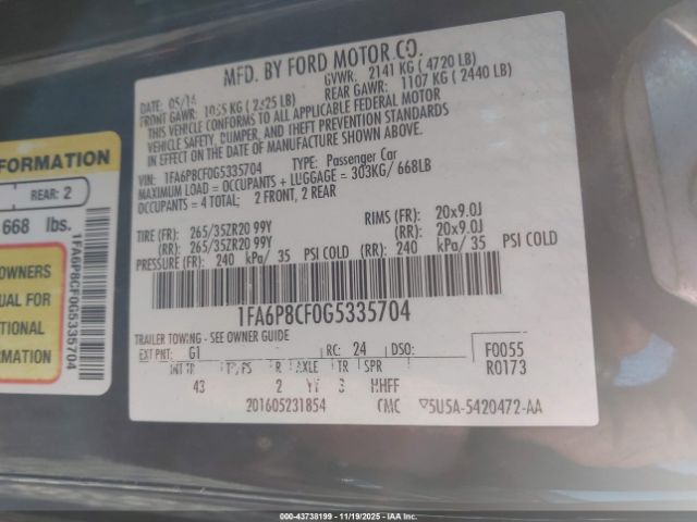 2016 FORD MUSTANG 1FA6P8CF0G5335704 Photo 8