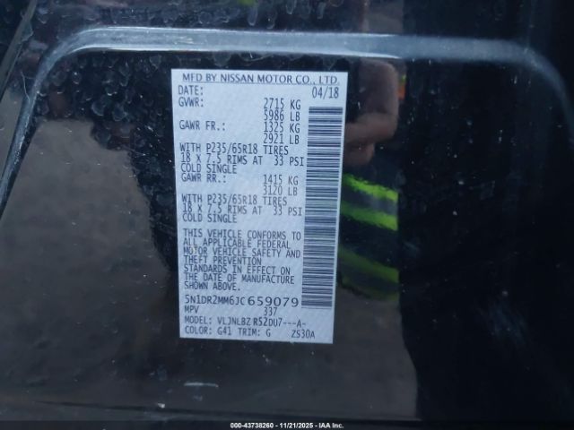 2018 NISSAN PATHFINDER 5N1DR2MM6JC659079 Photo 8