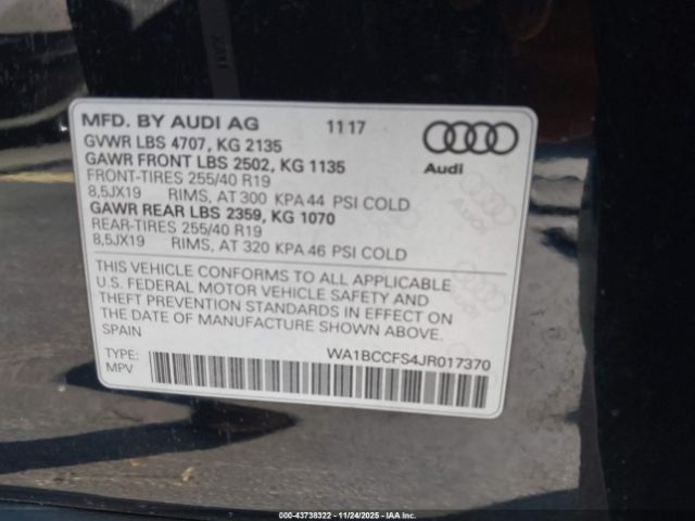 2018 AUDI Q3 WA1BCCFS4JR017370 Photo 8