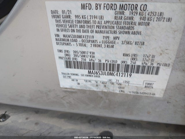 MAJ6S3JL0MC412119 Ford Ecosport Ses